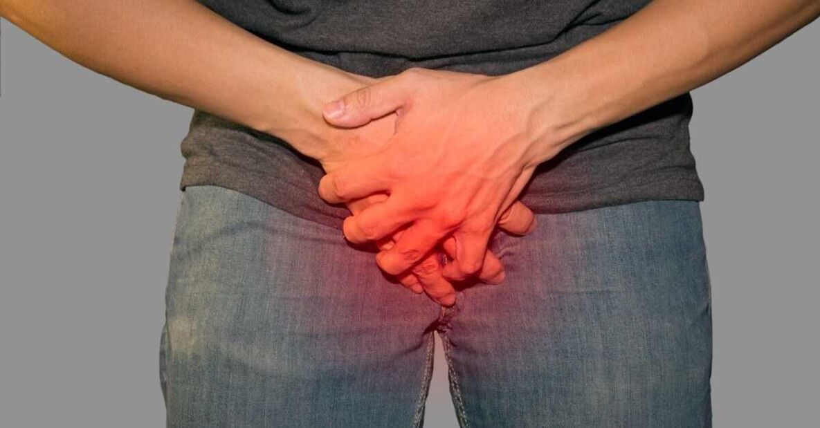 Pain in the groin during the pathological discharge